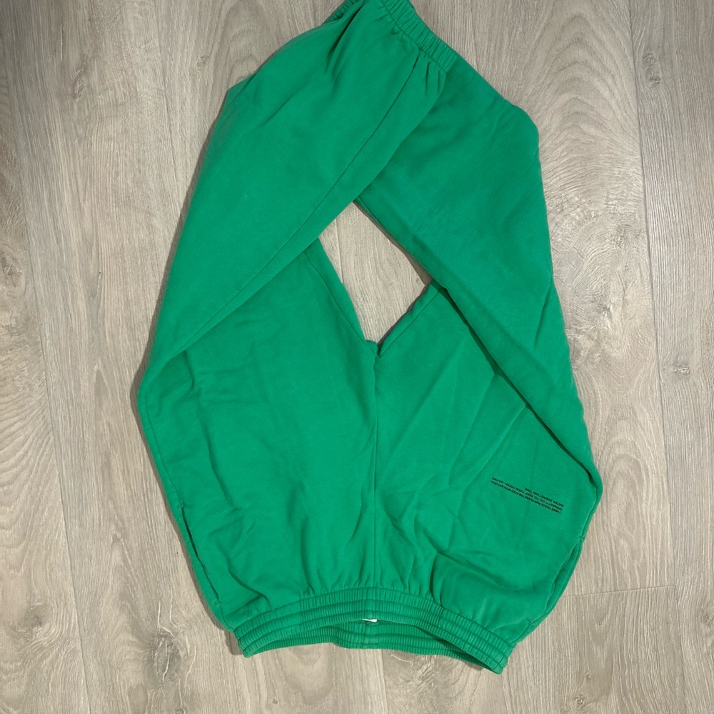 Vibrant Green Relaxed Fit Track Pants with Elastic Cuffs